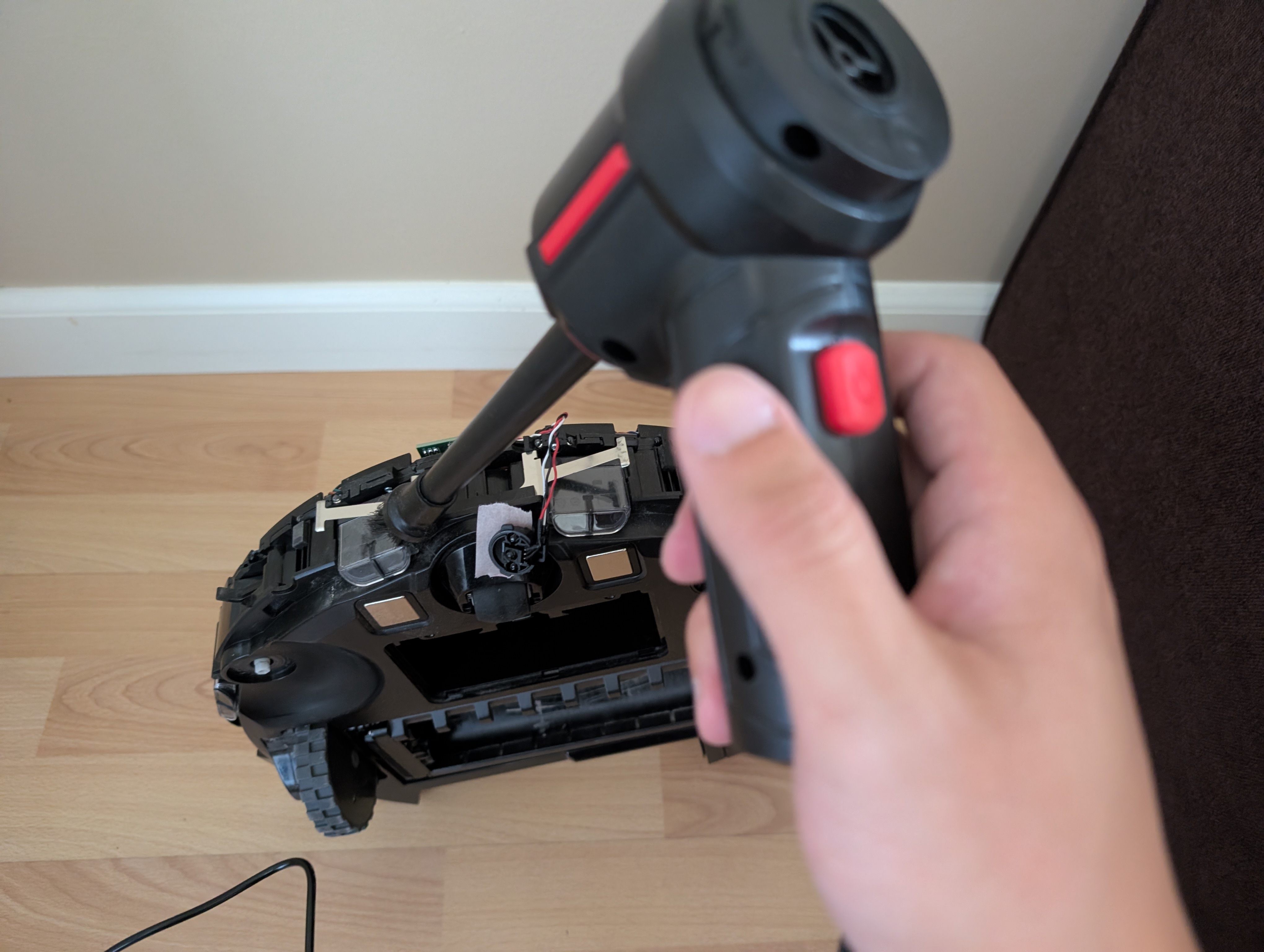 Blowing out the front edge switches on the edge