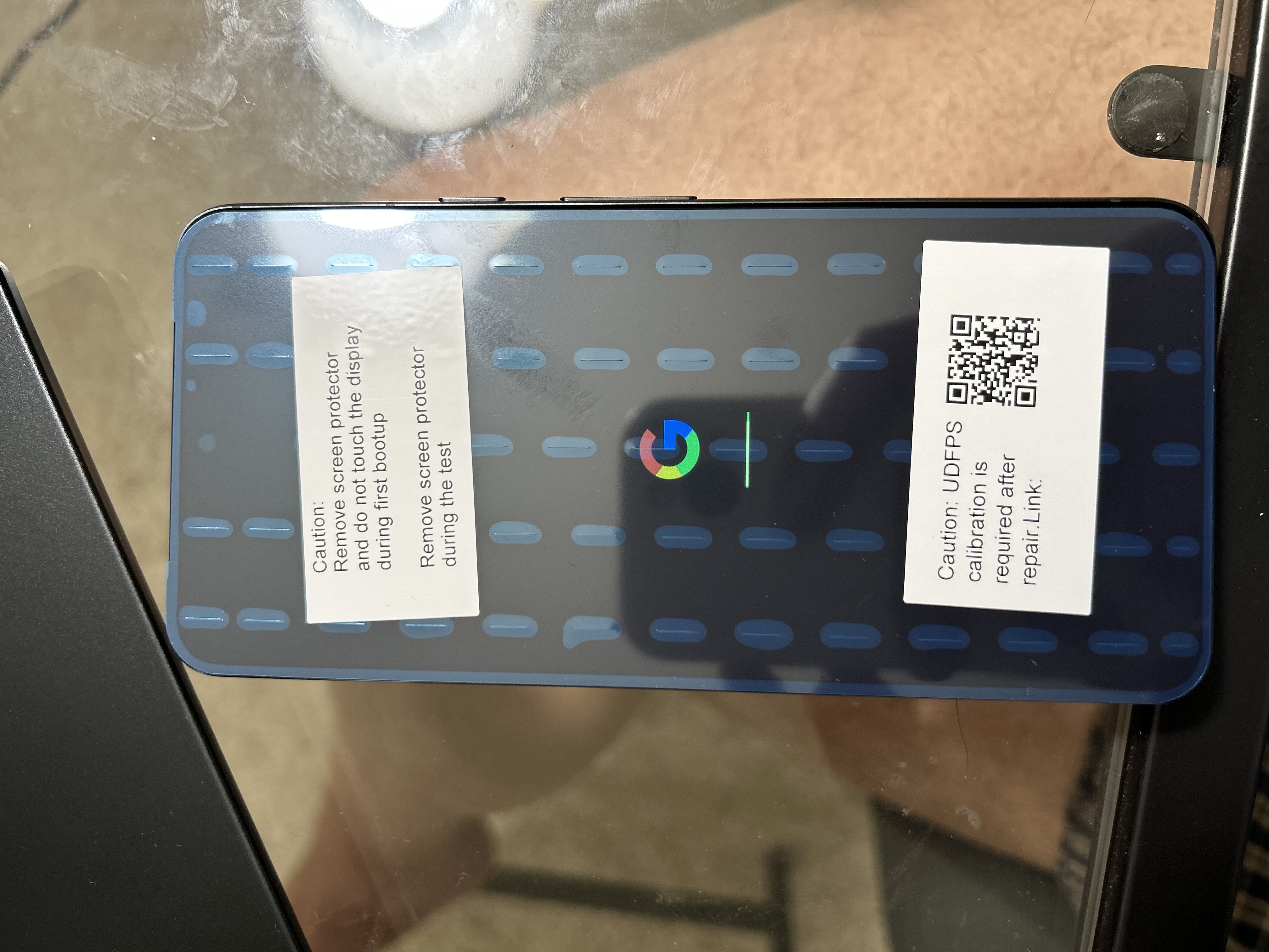 New screen booting up with calibration notice